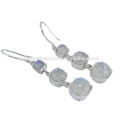 Beautiful Rainbow Moonstone Gemstone 925 Sterling Silver Earring Jewelry